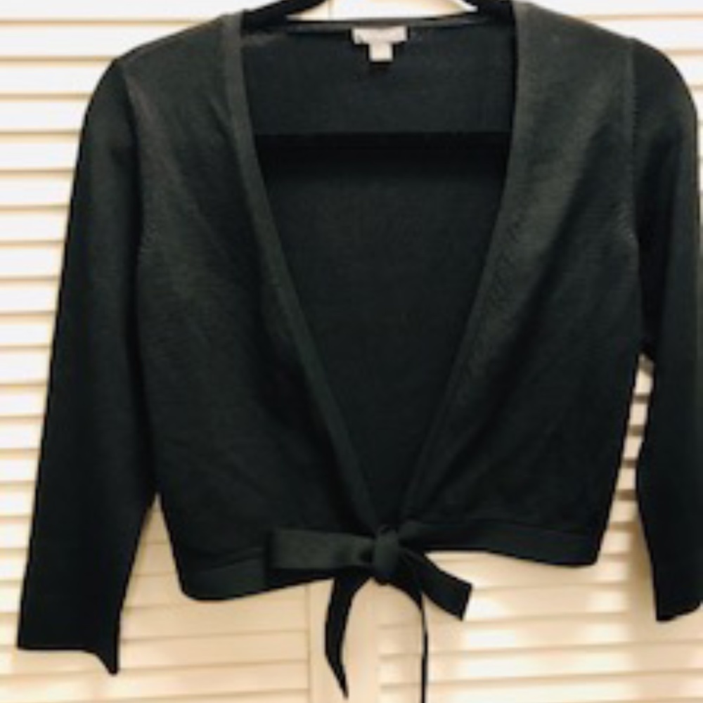 Ann Taylor waist-tie silk spandex knit top